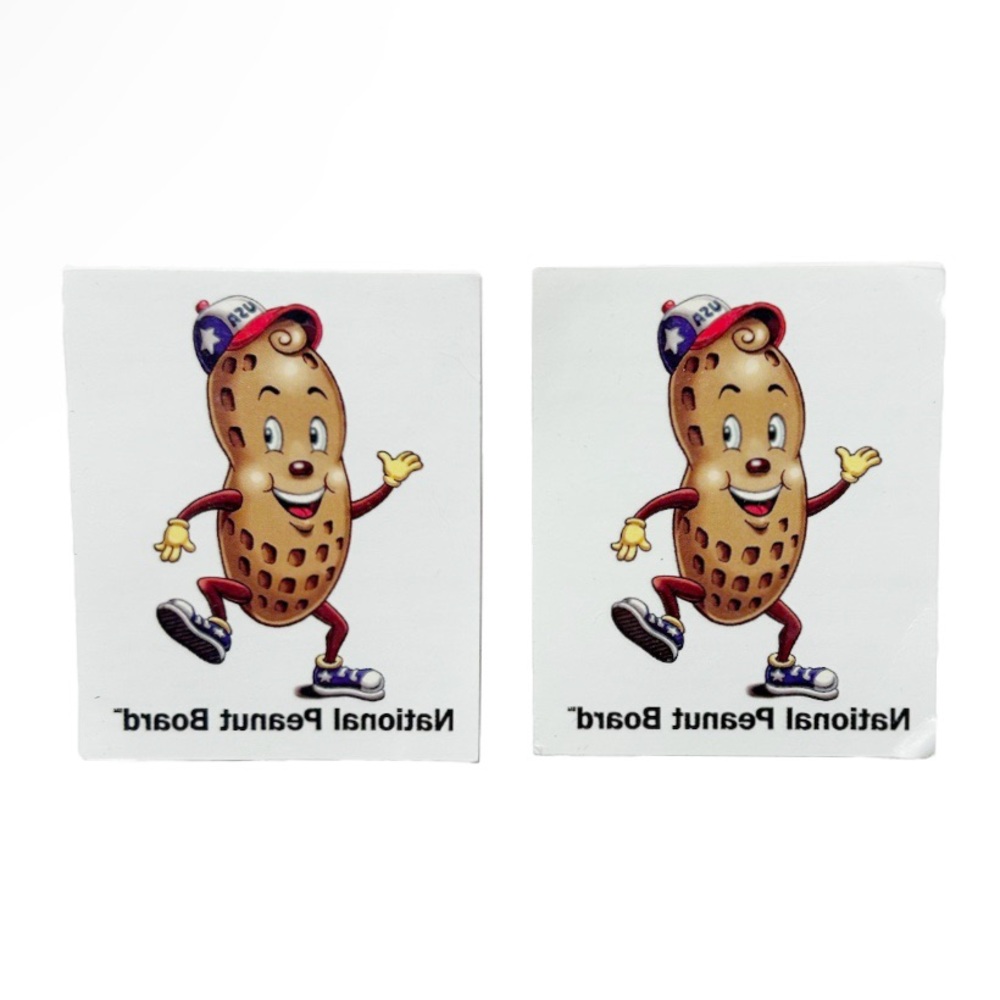 Vintage 2000s National Peanut Board Temporary Tattoo Set of 2 Large Cartoon Food